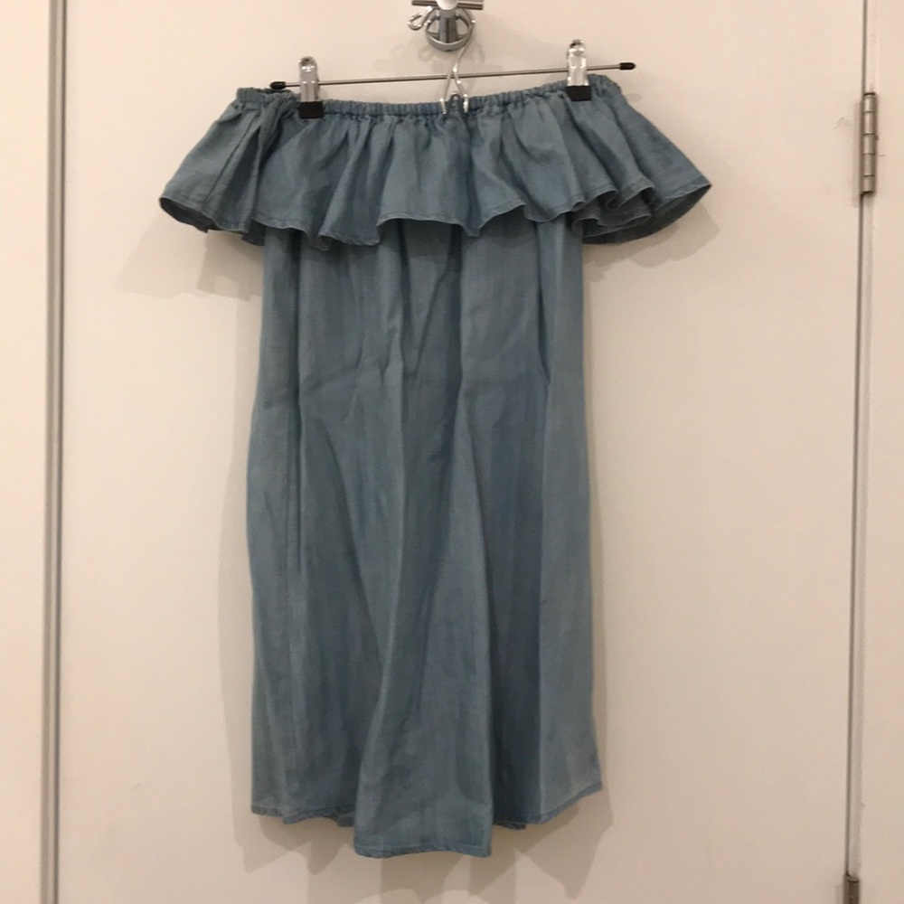 Off the shoulder chambray dress